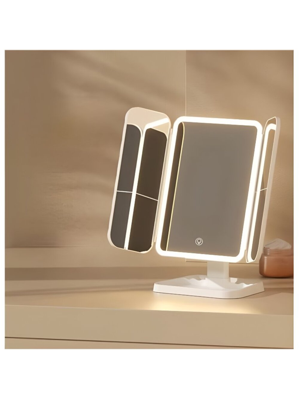 2026 Newly Upgraded Three-Sided Folding Makeup Mirror, Desktop LED Two-in-one